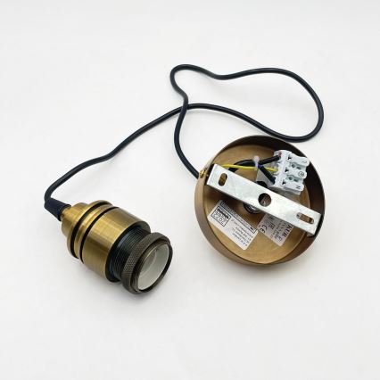 Candeeiro suspenso com cabo MILOU 1xE27/15W/230V dourado/bege fumê