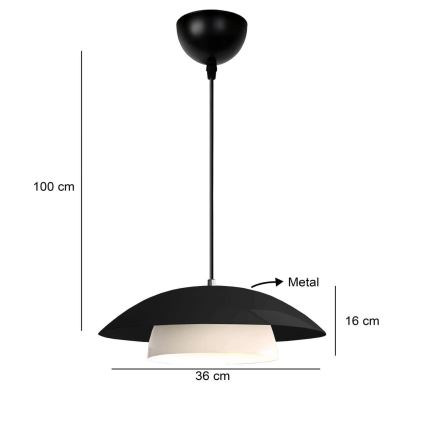 Candeeiro suspenso com cabo MOONLIGH 1xE27/40W/230V preto