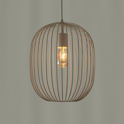 Candeeiro suspenso com cabo OVELLA 1xE27/15W/230V, diâmetro 34 cm, cor creme