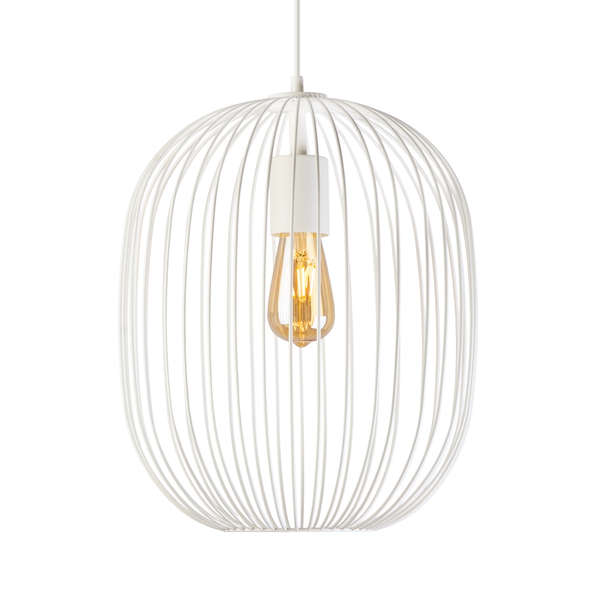 Candeeiro suspenso com cabo OVELLA 1xE27/15W/230V, diâmetro 34 cm, cor creme