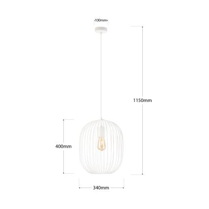 Candeeiro suspenso com cabo OVELLA 1xE27/15W/230V, diâmetro 34 cm, cor creme