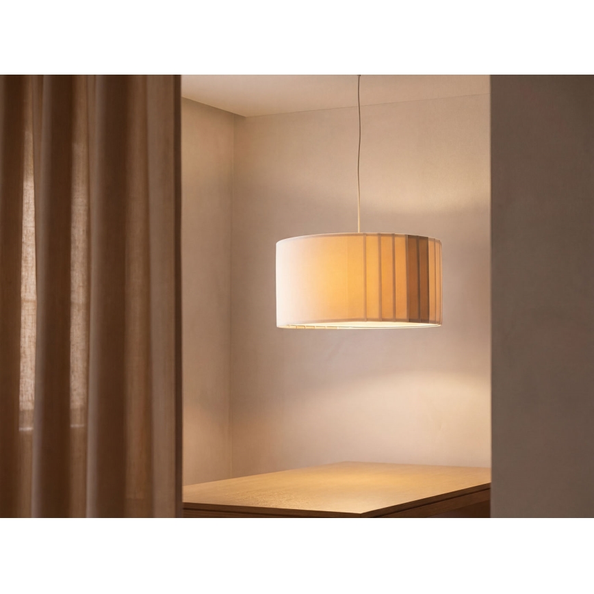 Candeeiro suspenso com cabo STRIPES 1xE27/60W/230V Ø 40 cm, cor creme
