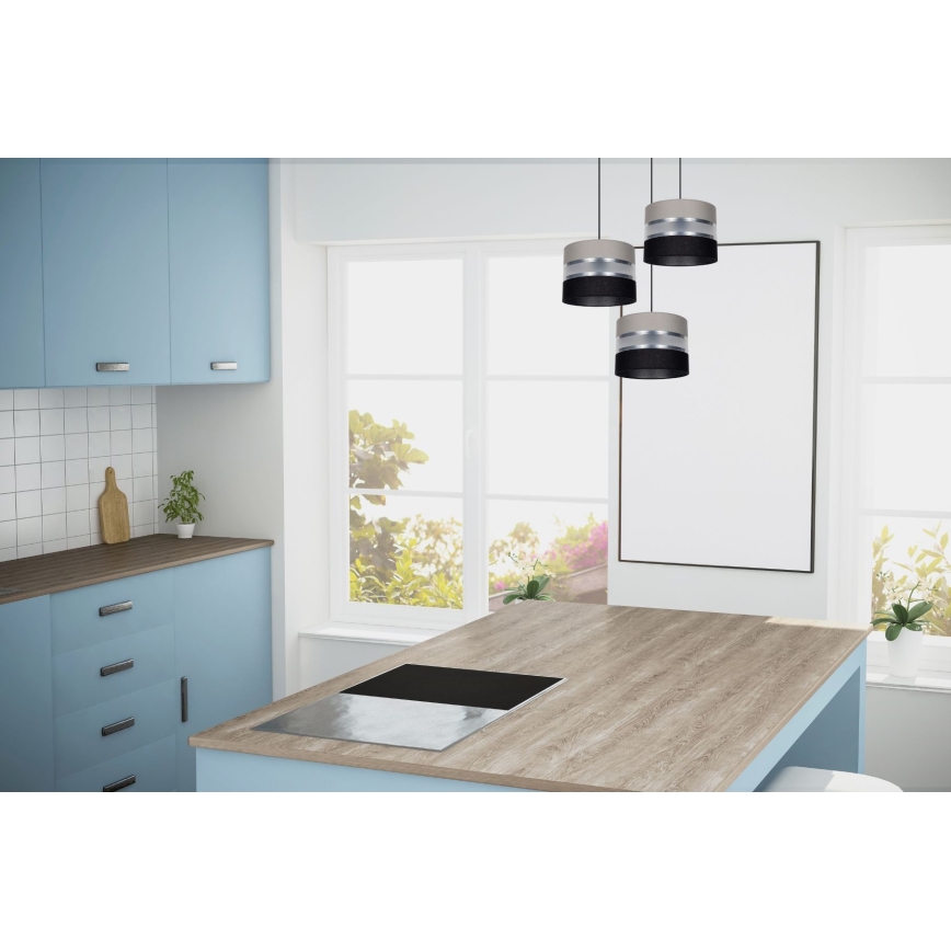 Candeeiro suspenso CORAL 3xE27/60W/230V preto/cinzento/cromado mate diâmetro 45 cm