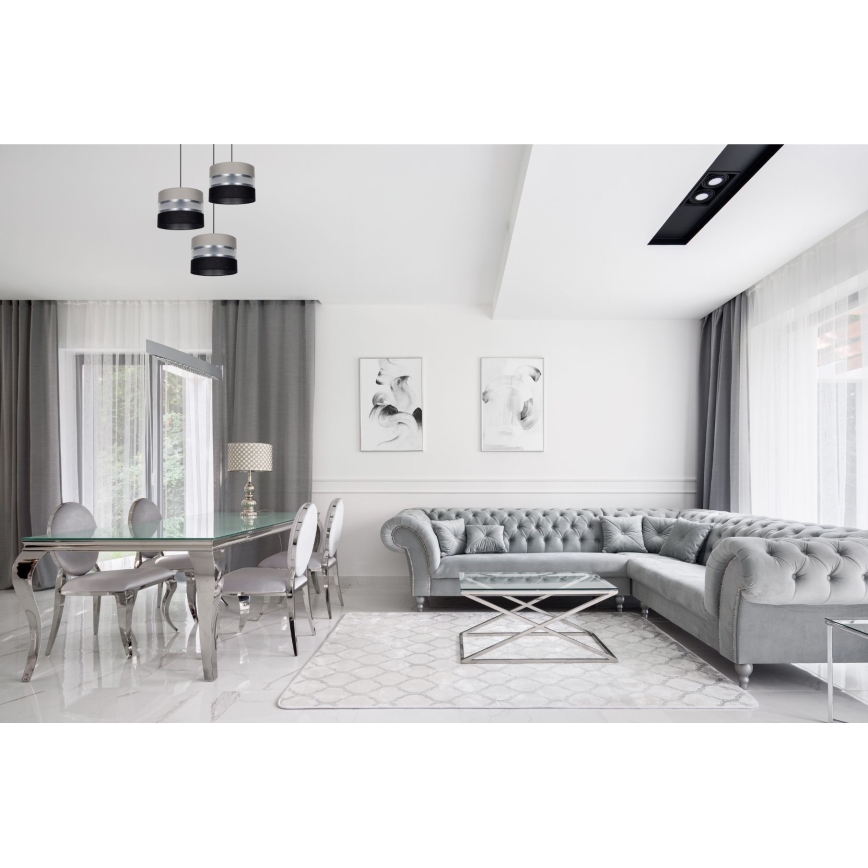 Candeeiro suspenso CORAL 3xE27/60W/230V preto/cinzento/cromado mate diâmetro 45 cm