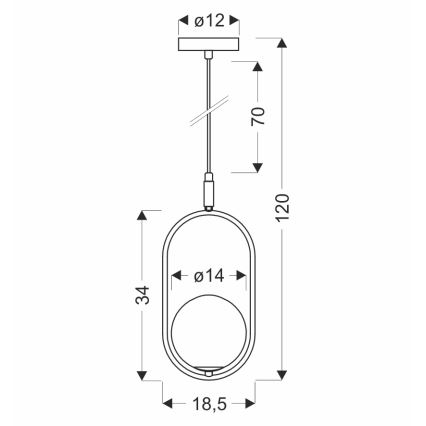 Candeeiro suspenso CORDEL 1xG9/28W/230V preto/fumado preto