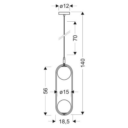 Candeeiro suspenso CORDEL 2xG9/28W/230V dourado