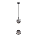 Candeeiro suspenso CORDEL 2xG9/28W/230V preto/fumado preto