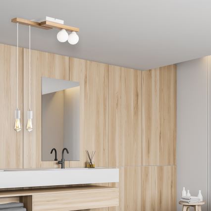 Candeeiro suspenso CORTINA 2xE27/15W/230V + 2xG9/5W/230V branco/carvalho