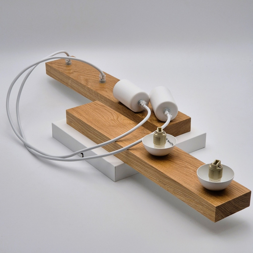 Candeeiro suspenso CORTINA 2xE27/15W/230V + 2xG9/5W/230V branco/carvalho