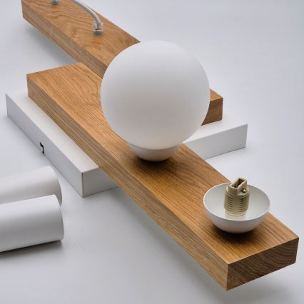 Candeeiro suspenso CORTINA 2xE27/15W/230V + 2xG9/5W/230V branco/carvalho