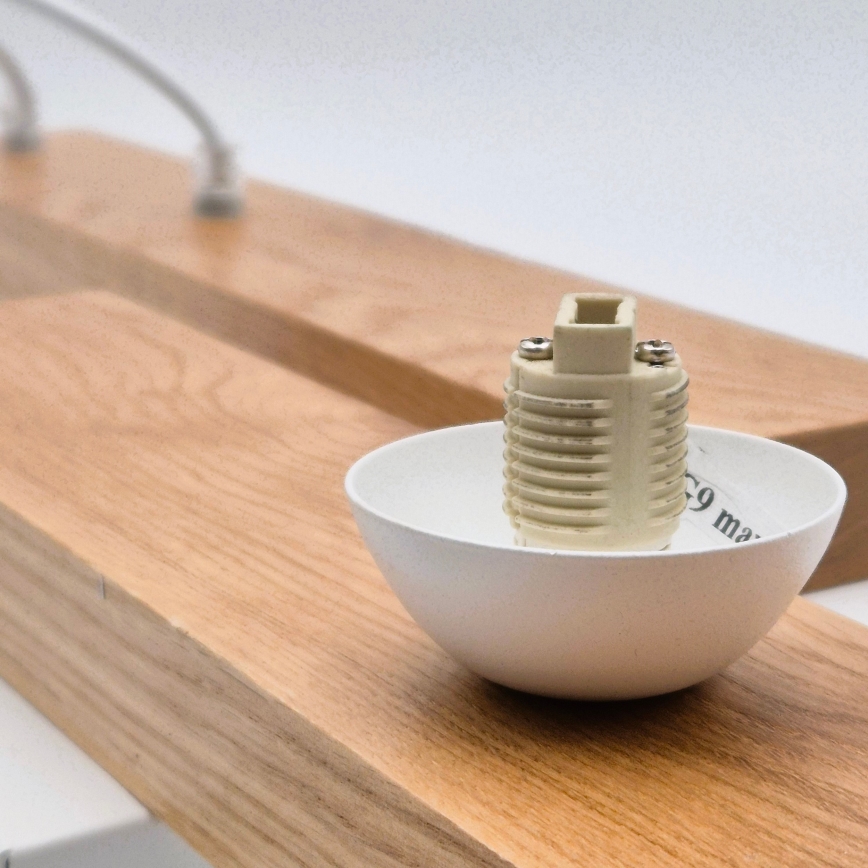 Candeeiro suspenso CORTINA 2xE27/15W/230V + 2xG9/5W/230V branco/carvalho