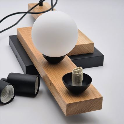 Candeeiro suspenso CORTINA 2xE27/15W/230V + 2xG9/5W/230V preto/carvalho