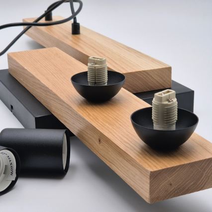 Candeeiro suspenso CORTINA 2xE27/15W/230V + 2xG9/5W/230V preto/carvalho