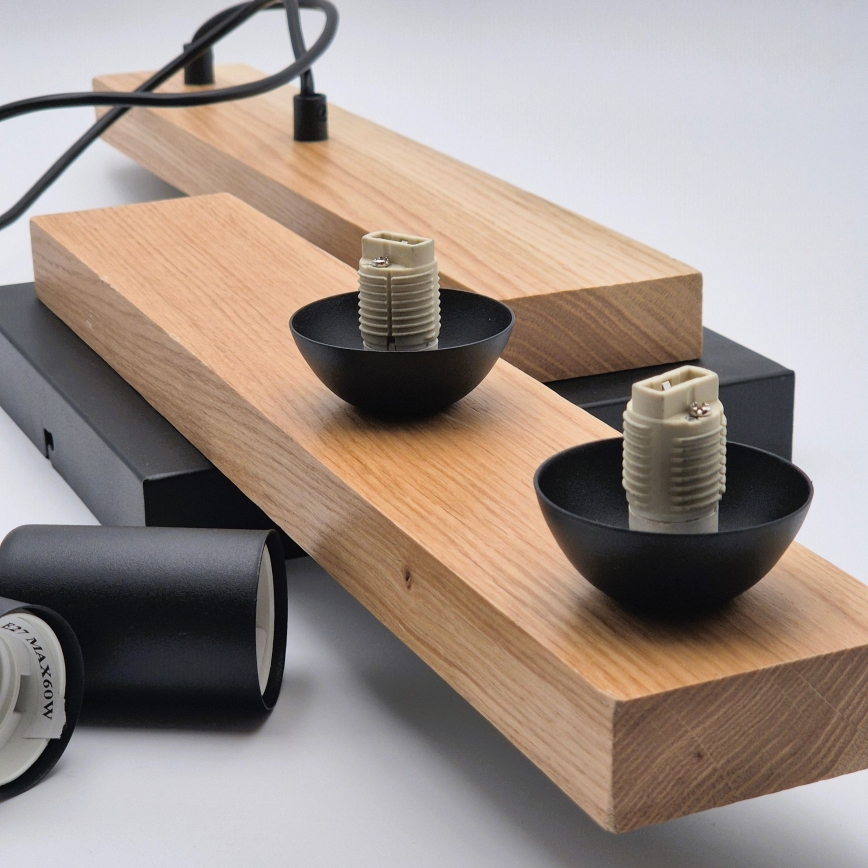 Candeeiro suspenso CORTINA 2xE27/15W/230V + 2xG9/5W/230V preto/carvalho