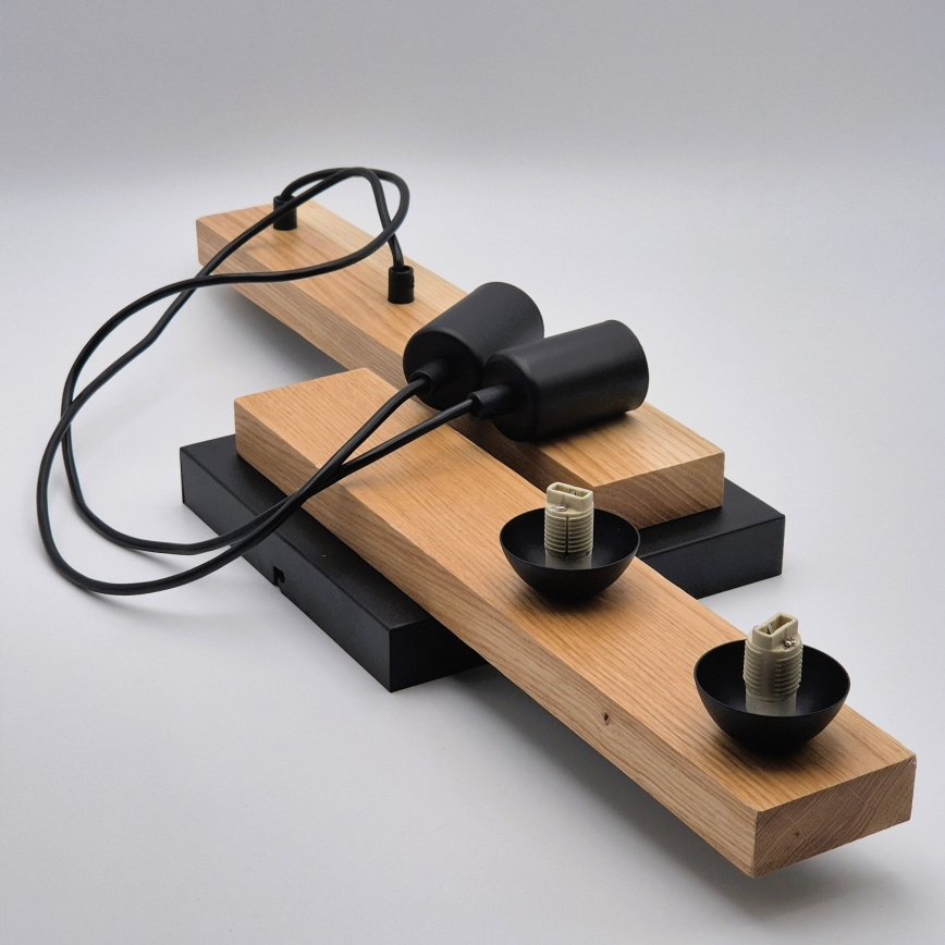 Candeeiro suspenso CORTINA 2xE27/15W/230V + 2xG9/5W/230V preto/carvalho