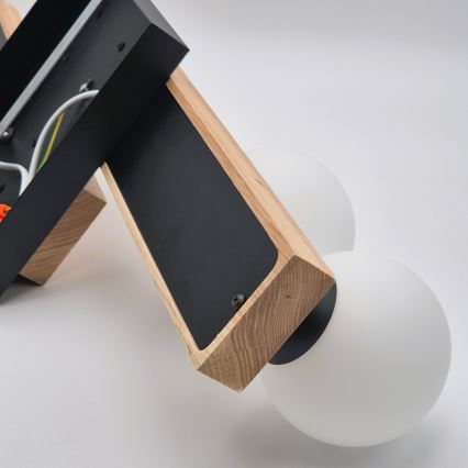 Candeeiro suspenso CORTINA 2xE27/15W/230V + 2xG9/5W/230V preto/carvalho