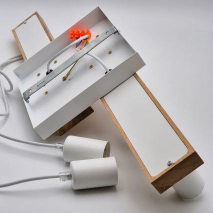 Candeeiro suspenso CORTINA 4xE27/15W/230V branco/carvalho