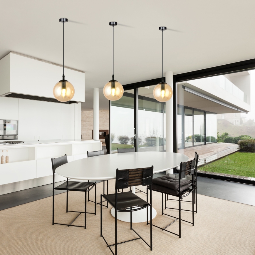 Candeeiro suspenso COSMO 1xE14/10W/230V diâmetro 14 cm preto/bege