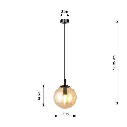 Candeeiro suspenso COSMO 1xE14/10W/230V diâmetro 14 cm preto/bege
