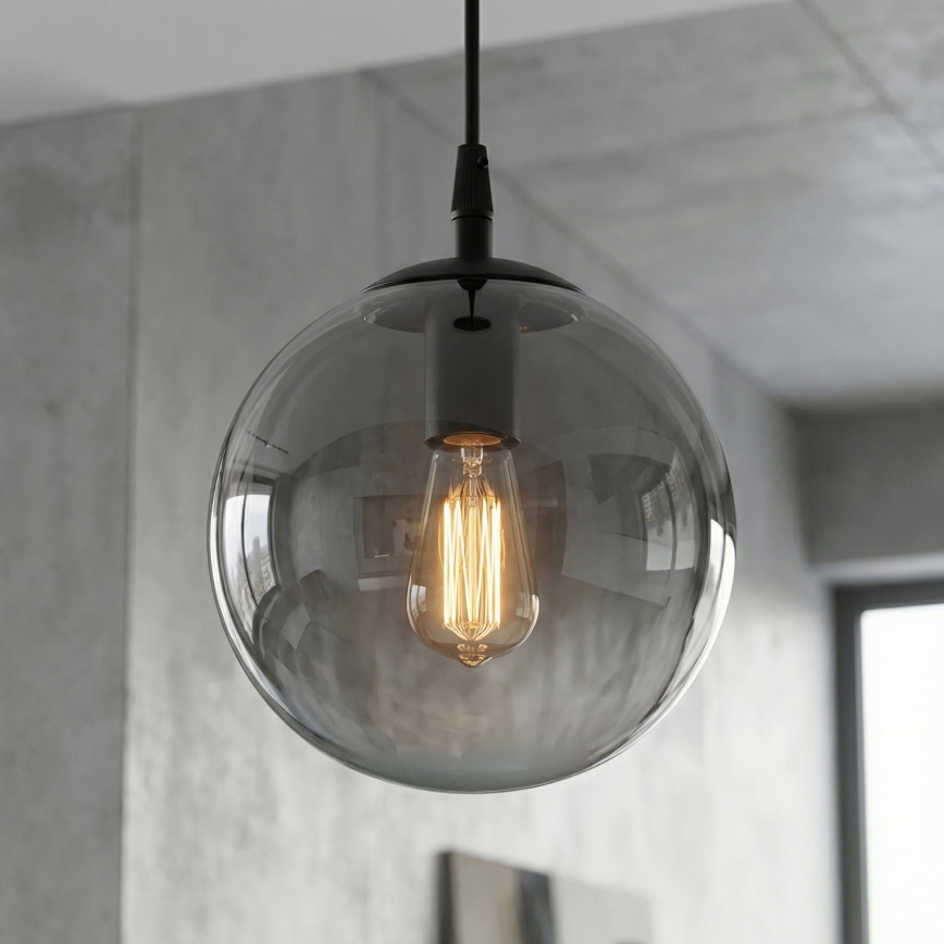 Candeeiro suspenso COSMO 1xE14/10W/230V diâmetro 14 cm preto/cinzento