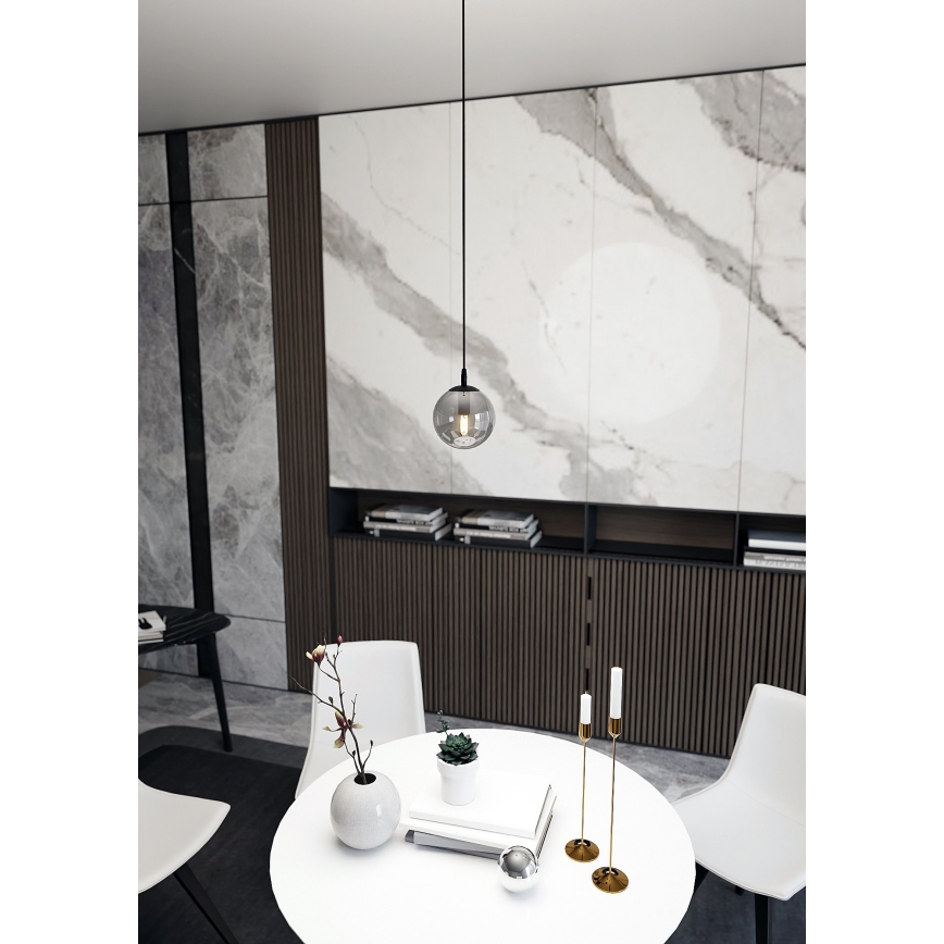 Candeeiro suspenso COSMO 1xE14/10W/230V diâmetro 14 cm preto/cinzento