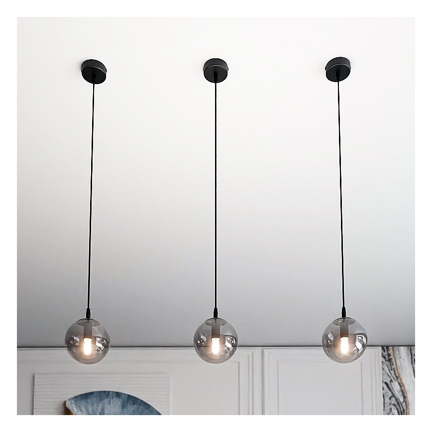 Candeeiro suspenso COSMO 1xE14/10W/230V diâmetro 14 cm preto/cinzento