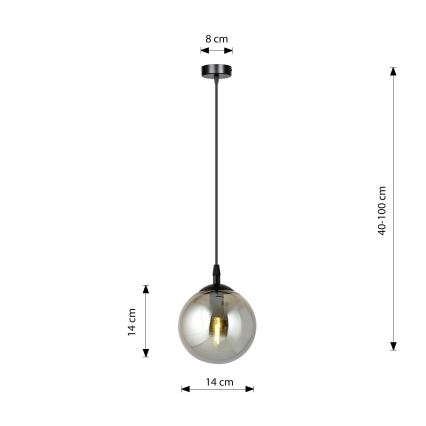 Candeeiro suspenso COSMO 1xE14/10W/230V diâmetro 14 cm preto/cinzento