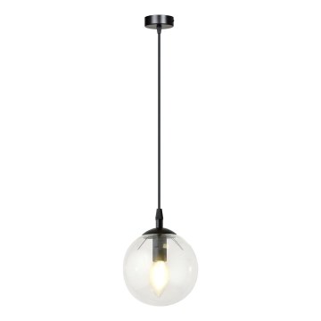 Candeeiro suspenso COSMO 1xE14/10W/230V diâmetro 14 cm preto/transparente