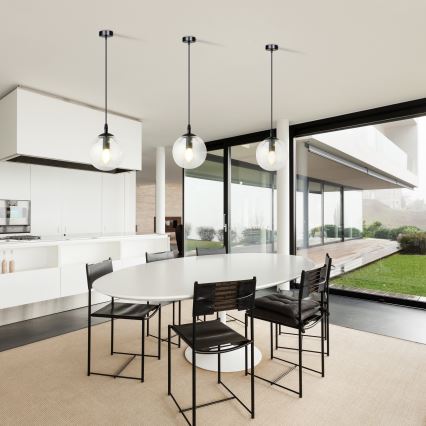 Candeeiro suspenso COSMO 1xE14/10W/230V diâmetro 14 cm preto/transparente