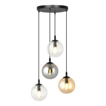 Candeeiro suspenso COSMO 4xE14/10W/230V diâmetro 40 cm preto/cinzento/bege/transparente