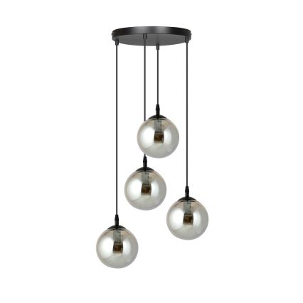 Candeeiro suspenso COSMO 4xE14/10W/230V diâmetro 40 cm preto/cinzento