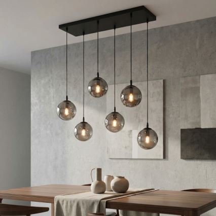 Candeeiro suspenso COSMO 6xE14/10W/230V preto/cinzento