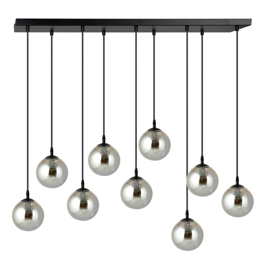 Candeeiro suspenso COSMO 9xE14/10W/230V preto/cinzento
