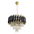 Candeeiro suspenso CRISTAL 5xE14/40W/230V dourado/preto