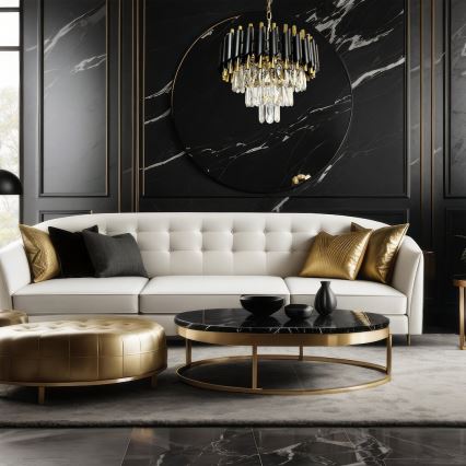 Candeeiro suspenso CRISTAL 5xE14/40W/230V dourado/preto