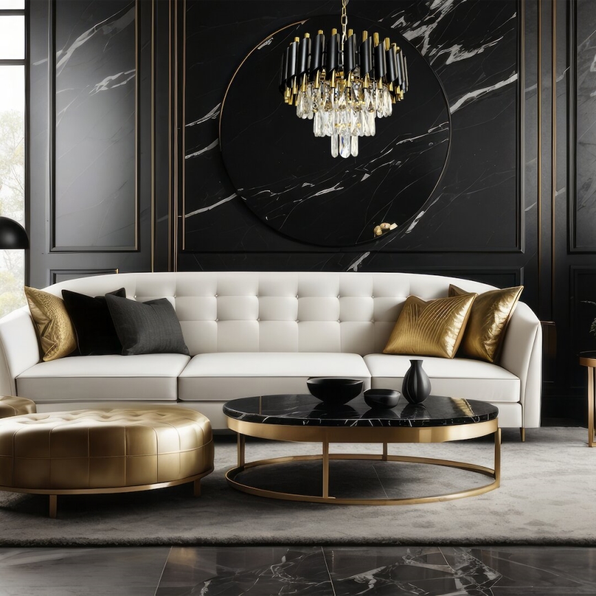 Candeeiro suspenso CRISTAL 5xE14/40W/230V dourado/preto