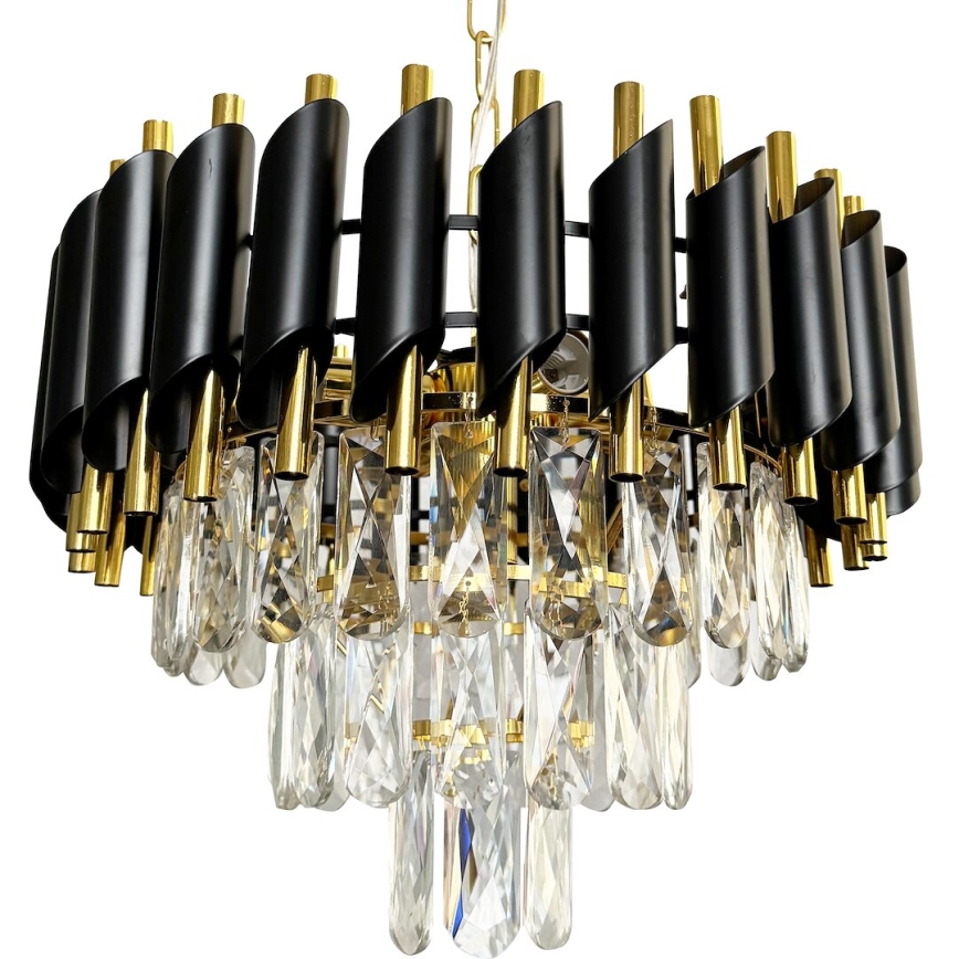 Candeeiro suspenso CRISTAL 5xE14/40W/230V dourado/preto