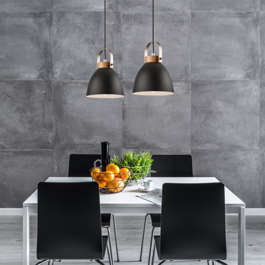 Candeeiro de teto suspenso DANIELLE 2xE27/60W/230V faia