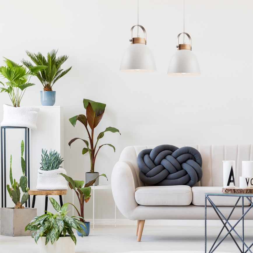 Candeeiro de teto suspenso DANIELLE 2xE27/60W/230V faia