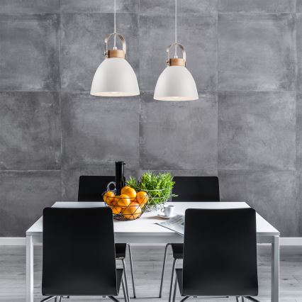 Candeeiro de teto suspenso DANIELLE 2xE27/60W/230V faia