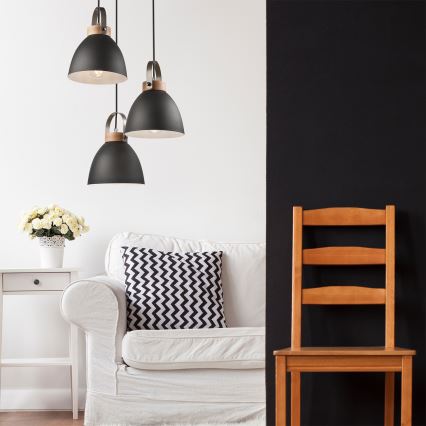 Candeeiro de teto suspenso DANIELLE 3xE27/60W/230V faia