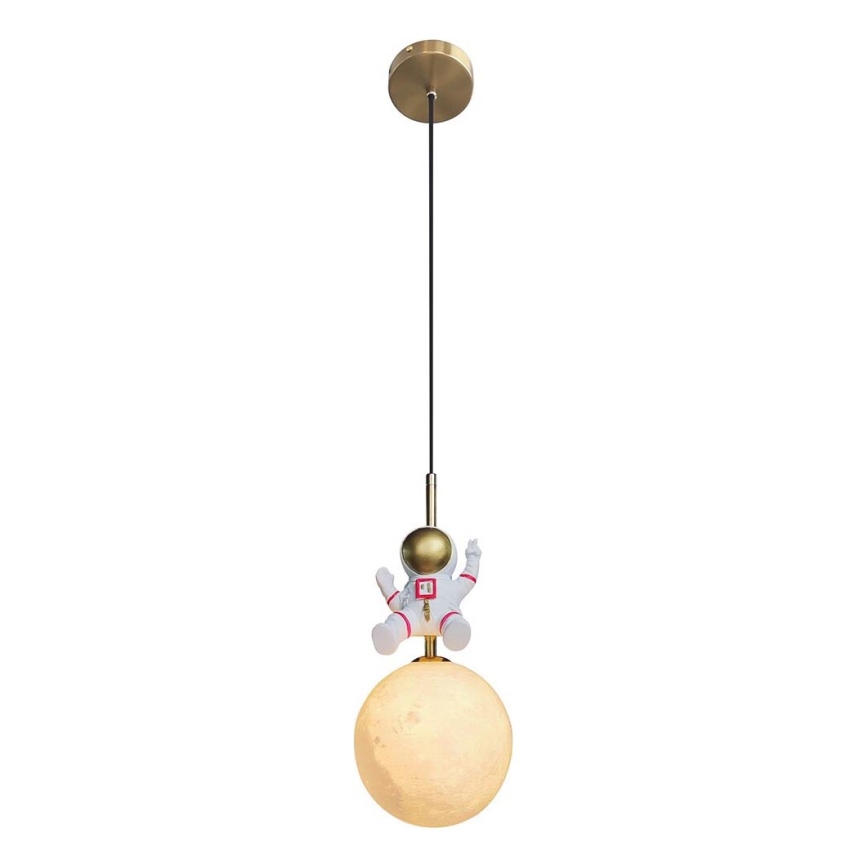 Candeeiro suspenso de criança ASTRONAUT 1xE27/60W/230V diâmetro 15 cm dourado/bege