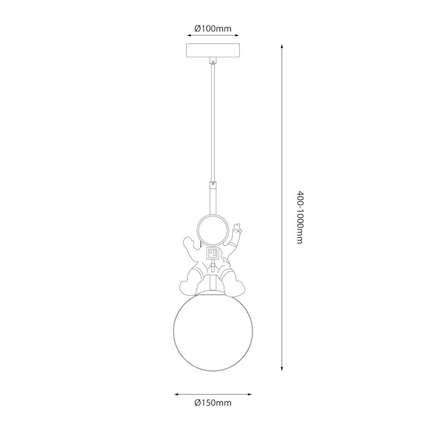 Candeeiro suspenso de criança ASTRONAUT 1xE27/60W/230V diâmetro 15 cm dourado/bege