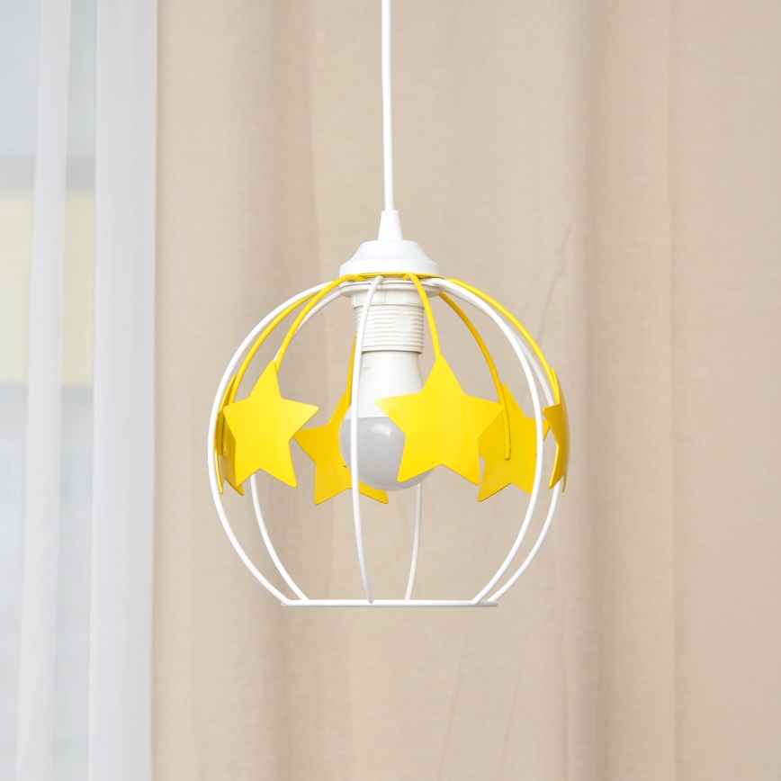 Candeeiro suspenso de criança STARS 1xE27/15W/230V amarelo/branco