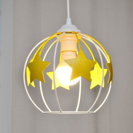 Candeeiro suspenso de criança STARS 1xE27/15W/230V amarelo/branco