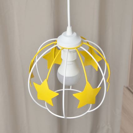 Candeeiro suspenso de criança STARS 1xE27/15W/230V amarelo/branco
