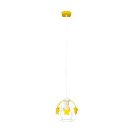 Candeeiro suspenso de criança STARS 1xE27/15W/230V amarelo/branco