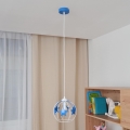 Candeeiro suspenso de criança STARS 1xE27/15W/230V azul/branco
