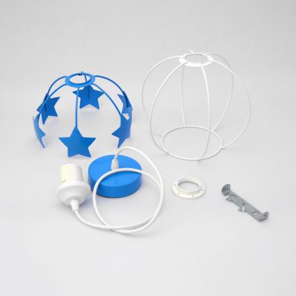Candeeiro suspenso de criança STARS 1xE27/15W/230V azul/branco