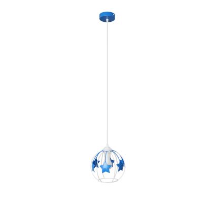 Candeeiro suspenso de criança STARS 1xE27/15W/230V azul/branco